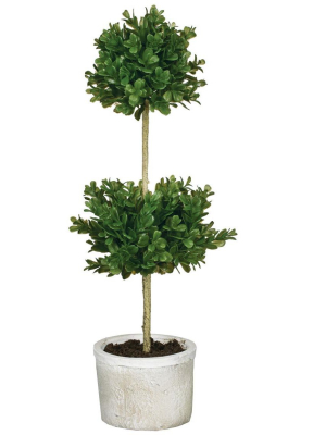 Sullivans Artificial Double Boxwood Topiary 21"h Green