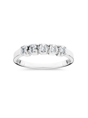 Pompeii3 1/4ct 5 Stone Diamond Wedding Ring 14k White Gold