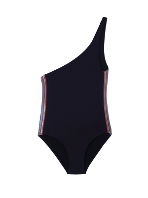 Midnight Gold Rainbow Elastic One Shoulder One Piece (final Sale)