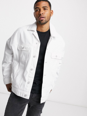 Asos Design Oversized Denim Jacket In White