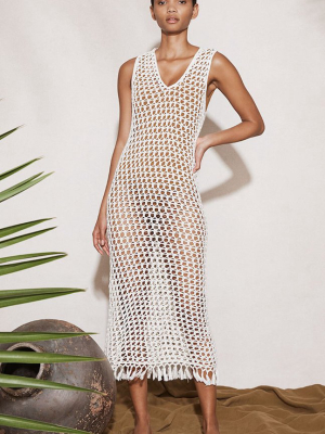 Crochet Sleeveless Dress In Natural
