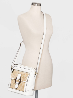 Bolo Zip Closure Crossbody Bag - White