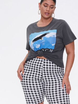 Plus Size Gingham Biker Shorts