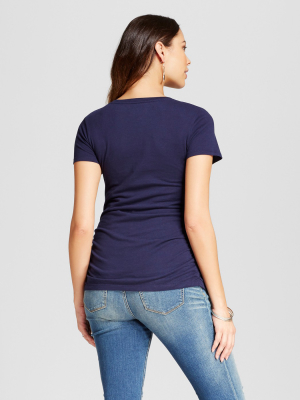 Maternity Short Sleeve V-neck Side Shirred T-shirt - Isabel Maternity By Ingrid & Isabel™