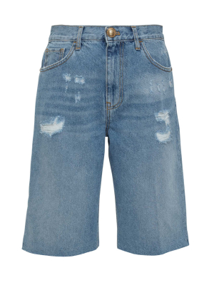 Pinko Distressed Side-slit Bermuda Shorts