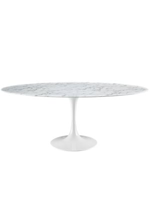 Tulip Style 78" Oval Marble Dining Table