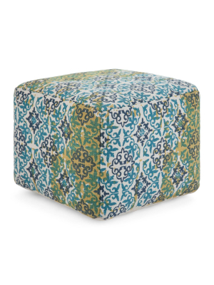 Tami Square Moroccan Inspired Pouf Aqua Blue - Wyndenhall