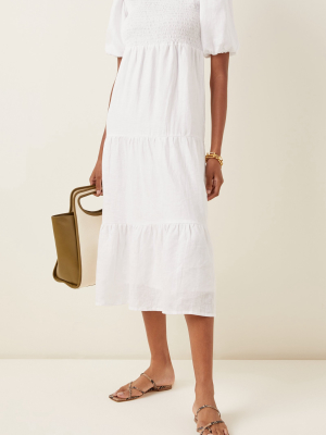 Alberte Tiered Linen Midi Dress