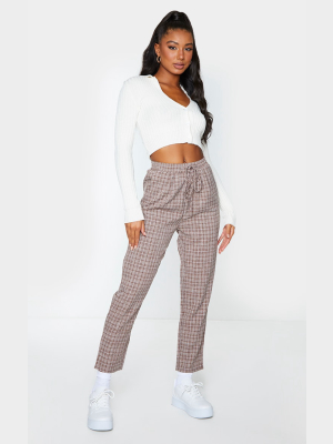 Chocolate Check Diya Casual Cigarette Pants