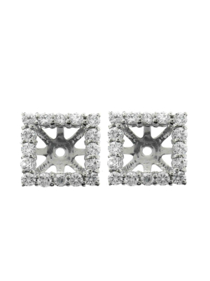 Pompeii3 1 1/4ct Princess Cut Diamond Halo Earring Jackets 14k White Gold (up To 6mm)