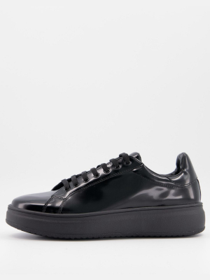 Asos Design Sneakers In Black Patent