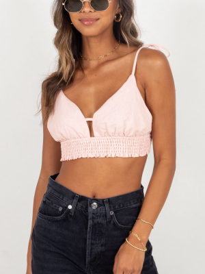 San Jose Striped Tie Crop - Pink/white