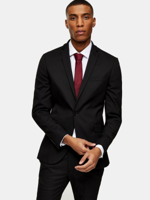 2 Piece Black Super Skinny Fit Suit With Notch Lapels