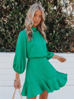 Call Me Angel Textured Satin Dress - Green