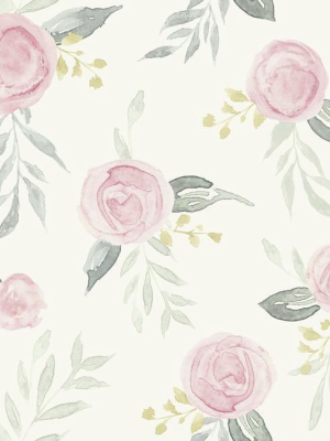 Watercolor Roses Peel & Stick Wallpaper In Pink By Joanna Gaines For York Wallcoverings