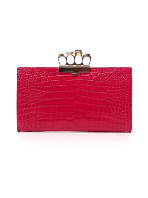 Alexander Mcqueen Four-ring Embossed Clutch Bag