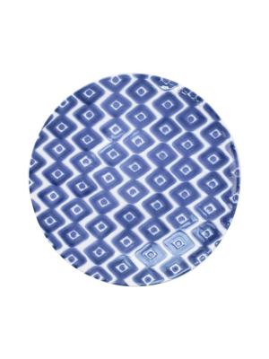 Vietri Viva Santorini Diamond Dinner Plate - Blue & White