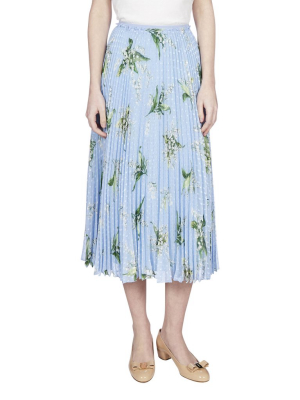 Redvalentino Floral Printed Pleated Midi Skirt