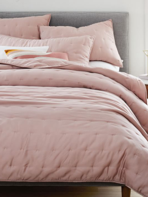 Tencel™ Crescent Stitch Quilt & Shams - Adobe Rose