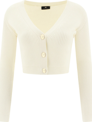 Elisabetta Franchi Ribbed Cropped Cardigan