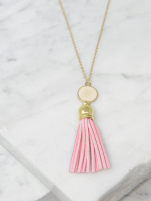 Give It To You Pink Tassel Necklace