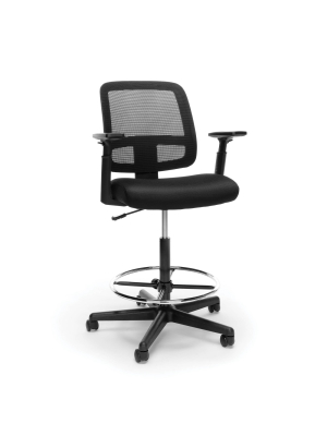 Mesh Back Adjustable Task/office Stool With Adjustable Arms Black - Ofm