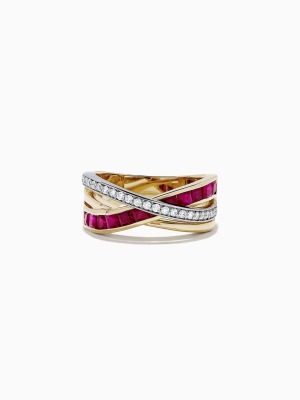 Effy Ruby Royale 14k Two Tone Gold Ruby And Diamond Ring, 1.48 Tcw