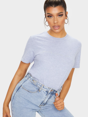 Grey Basic Fitted Scoop Neck T Shirt