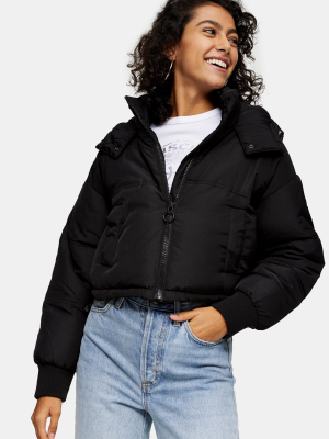 Black Cropped Padded Puffer Jacket