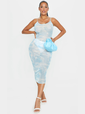 Shape Pale Blue Tie Dye Sheer Mesh Maxi Dress