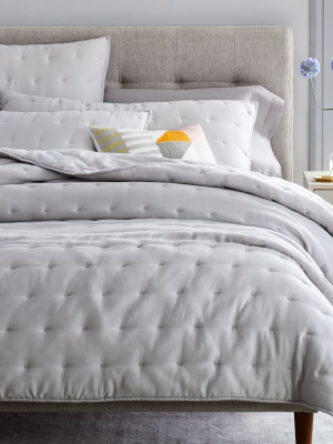 Tencel™ Crescent Stitch Quilt & Shams - Frost Gray