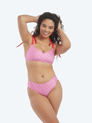 The Tie Marina Bikini Top - Square Dot In Flamingo & Hibiscus