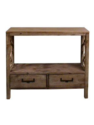 2 Drawer Madison Console Table With Side Design Gray - Decor Therapy