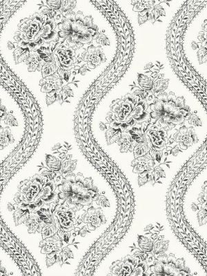 Coverlet Floral Wallpaper In White And Black From The Magnolia Home Collection By Joanna Gaines