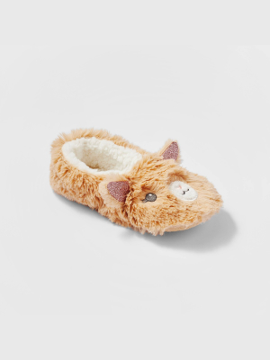 Women's Llama Faux Fur Pull-on Slipper Socks - Brown