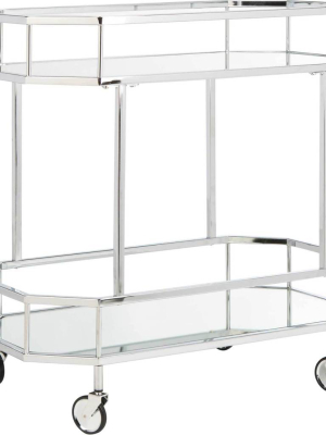 Sincere 2 Tier Octagon Bar Cart Silver/mirror