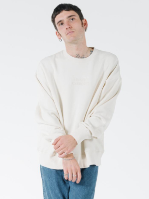 Tonal Stacked Thrills Company Slouch Fit Crew - Unbleached