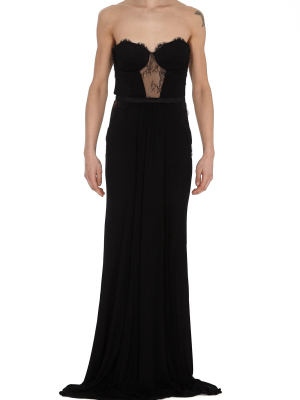 Elisabetta Franchi Lace Detail Maxi Dress