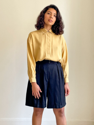 Rayon Linen Pleated Shorts