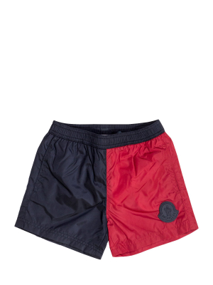 Moncler Enfant Logo Colour-block Swim Shorts