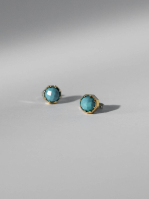 Crown Bezel Turquoise Earrings