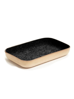 Small Leather & Wool Tray - Heather Black