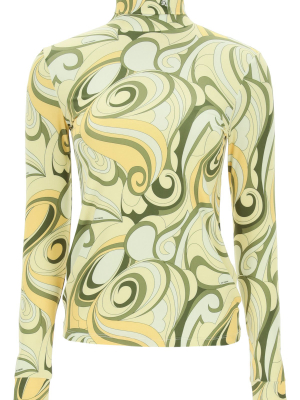 Raf Simons Abstract Patterned Turtleneck Top