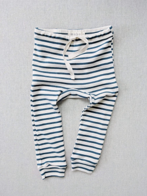 Baby Drawstring Striped Leggings - Azure