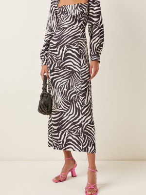 Mara Zebra-print Crepe Midi Dress