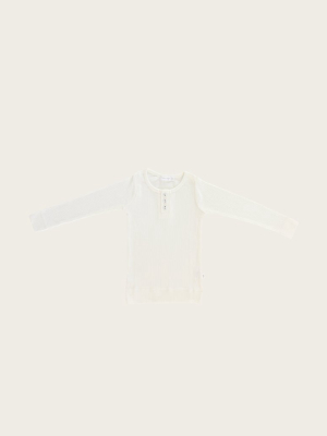 Organic Essential Long Sleeve Henley - Milk