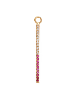 Short Pavé Bar Charm With Pink Sapphires