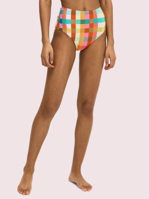 Garden Plaid High-waist Bikini Bottom