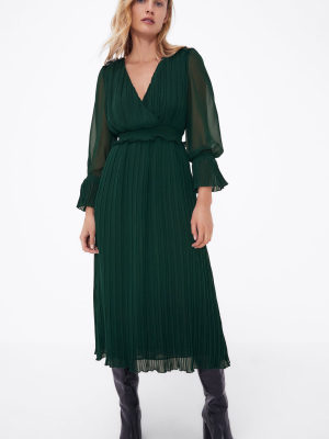 Pleated Midi Dress