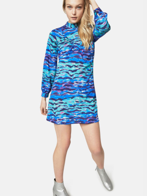 Closet Printed High Collar Dress